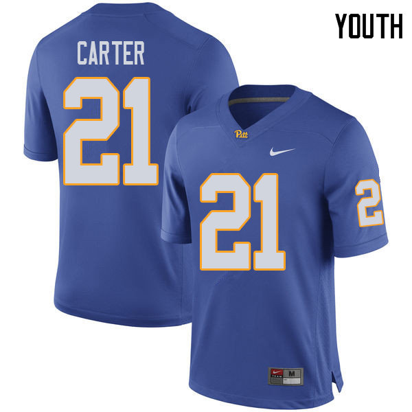 Youth #21 V'Lique Carter Pittsburgh Panthers College Football Jerseys Sale-Royal